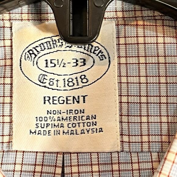Brooks Brothers Dress Shirt plaid 15 1/2‎ - 33 Blue White Red Button Down - Picture 4 of 11